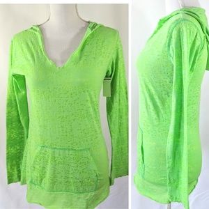 DARI Neon Green Sheer Hoodie beach cover up
